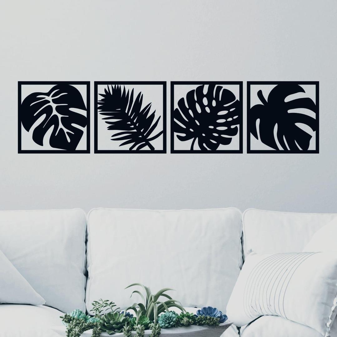 3D Tropical leaf | Wall Art | Pack of 4 PCs | Wooden Decors